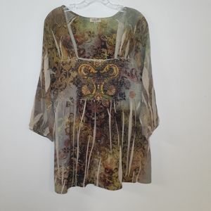 Emerald smocked tunic